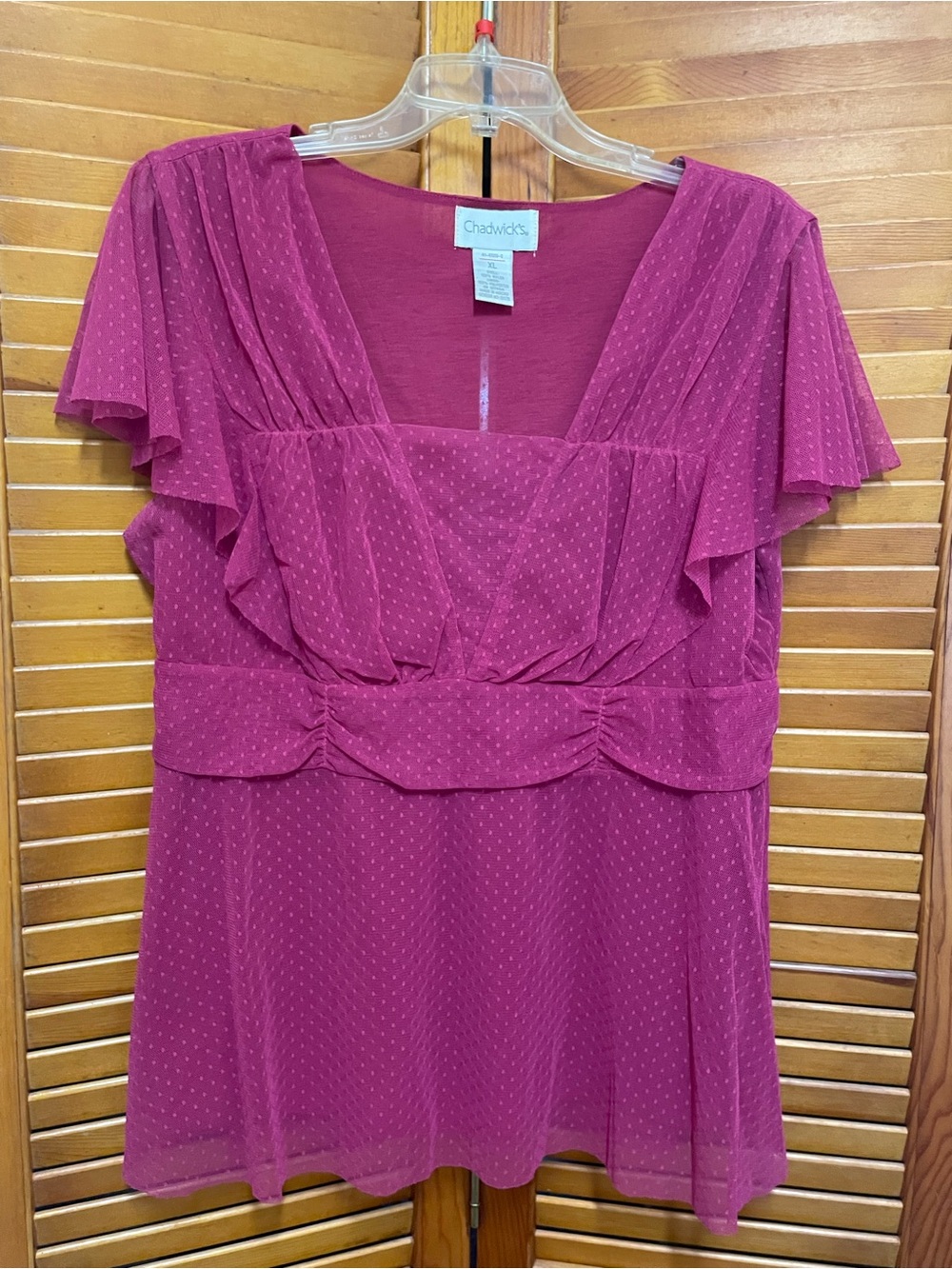Chadwicks Magenta Flutter Sleeve Empire Waist Blouse